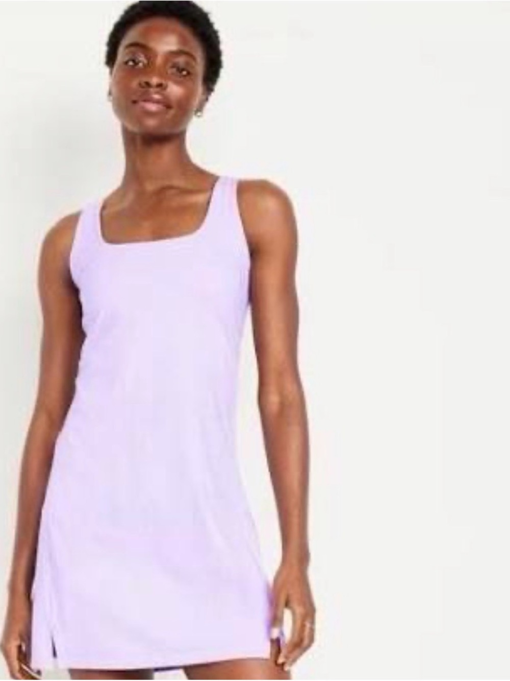 Old Navy PowerSoft Lavender Sleeveless Square-Neck Dress w Built in Shorts
